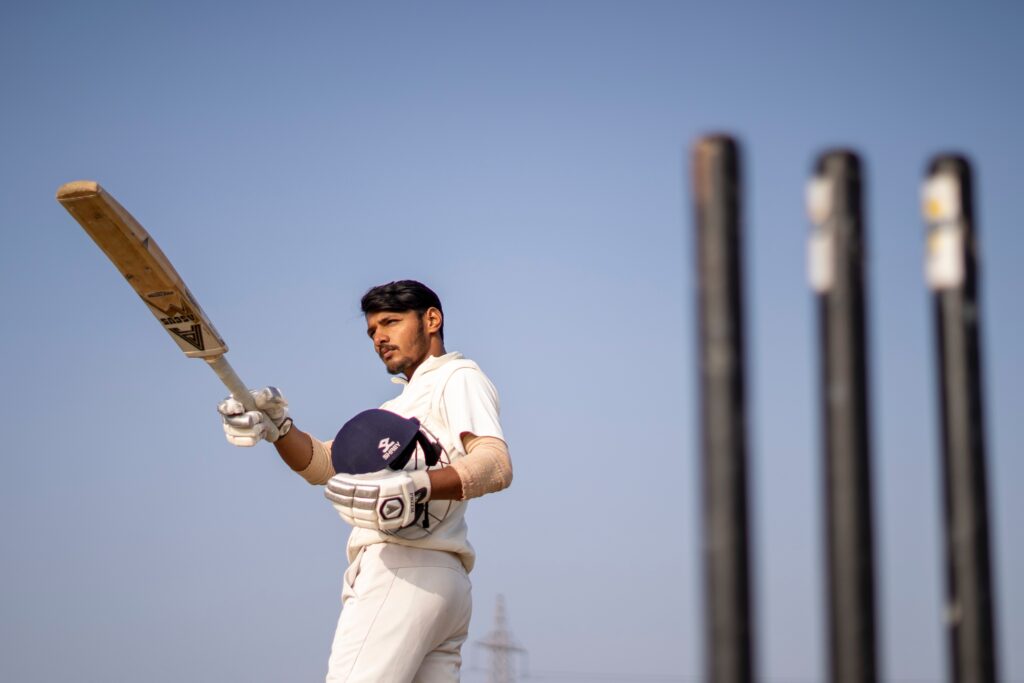 Person playing cricket.