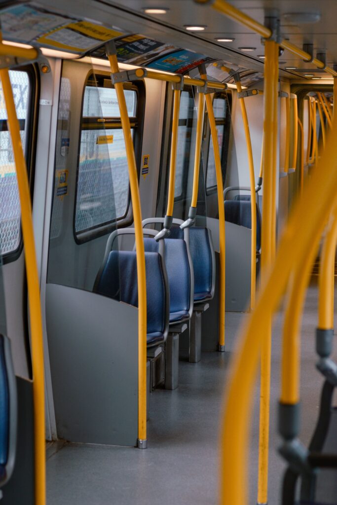 The inside of a SkyTrain.