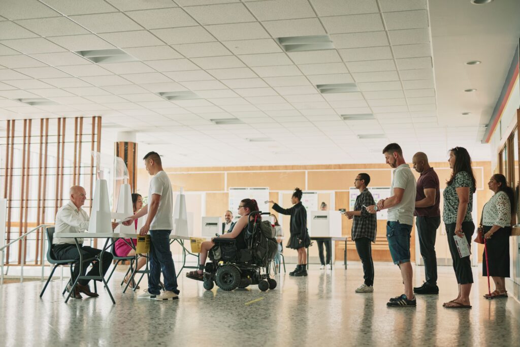 Canadians voting in a federal election